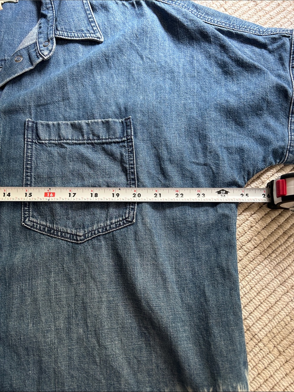 Madewell Blue Denim Short-Sleeve Button-Down with Bleached Band - Picture 6 of 8